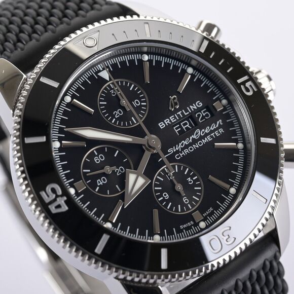 Breitling SuperOcean Heritage II A13313 Black Chronograph 44mm Watch Full Set - Picture 9 of 13